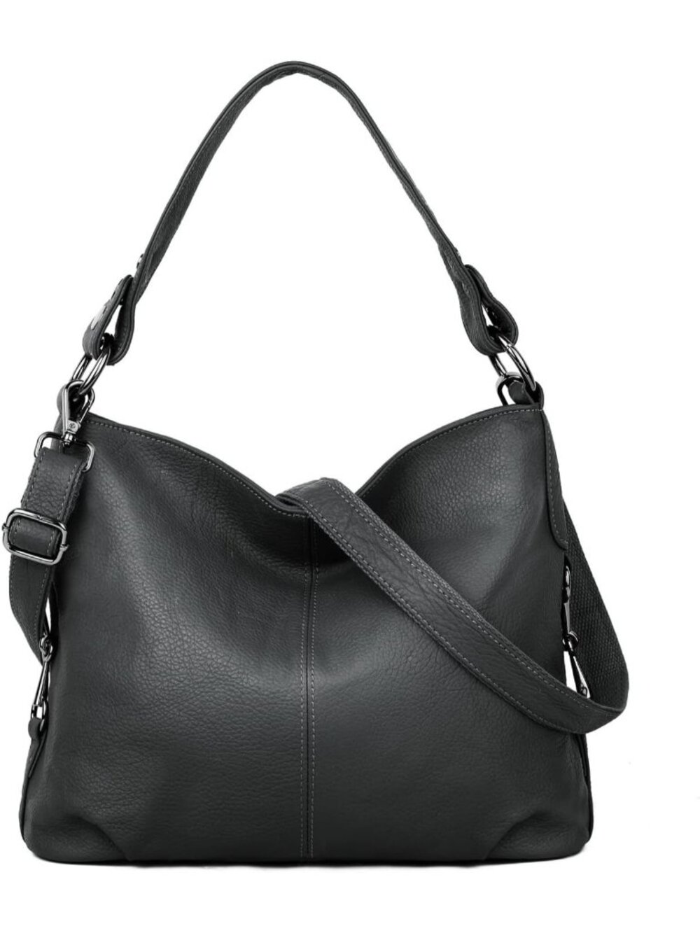 Black Leather Shoulder Bag - Classic Women's Hobo